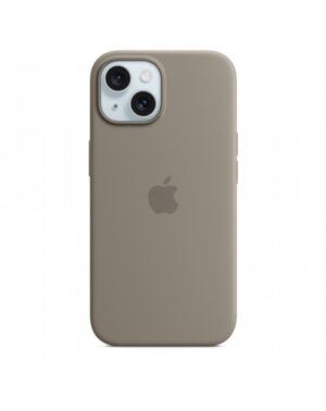 Custodia con Magsafe in Silicone per iPhone 15 - Grigio creta